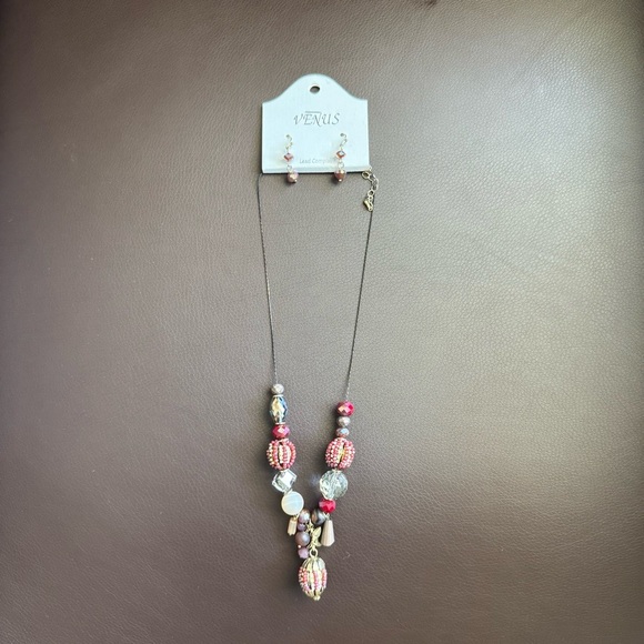 NWT Venus Multicolor Beaded Necklace and Earring Set - Picture 1 of 6